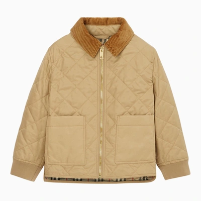 Shop Burberry Beige Diamond Quilted Jacket