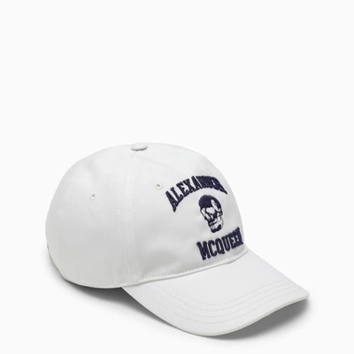 Alexander Mcqueen Embroidered-motif Cotton Cap In White