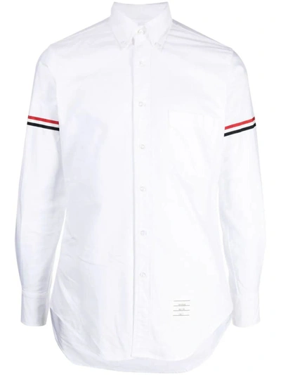 Shop Thom Browne Classic Long Sleeve Button Down Point Collar Shirt With Gg Armband In Oxford Clothing In White