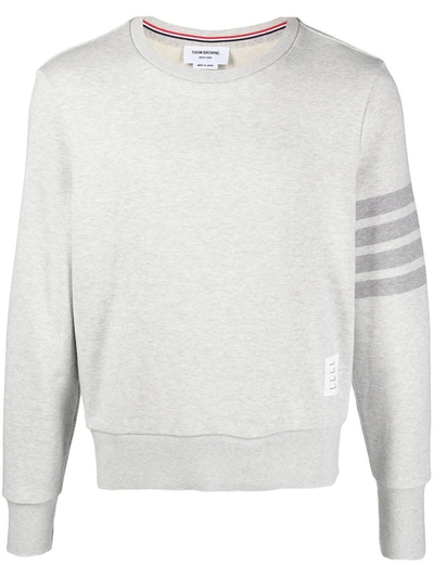 Shop Thom Browne Crew Neck Sweatshirt In Classic Loopback With Engineered 4 Bar Stripe Clothing In Grey