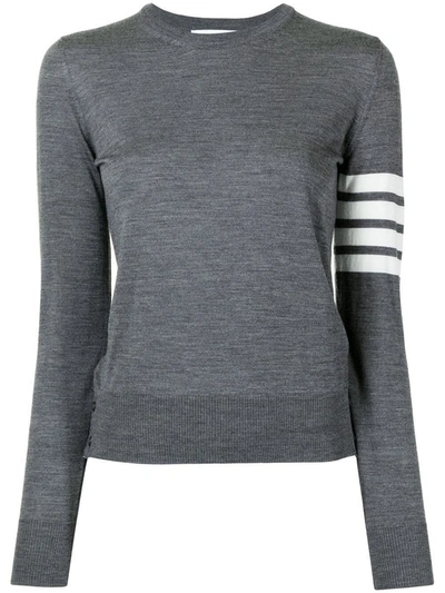 Shop Thom Browne Relaxed Fit Pullover With 4 Bars In Fine Merino Wool Clothing In Grey