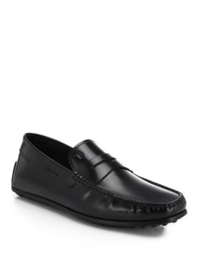 Tod's Leather Gomma Spider Loafers In Black