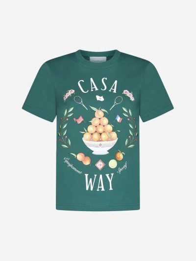 Shop Casablanca Casa Way Cotton T-shirt In Green