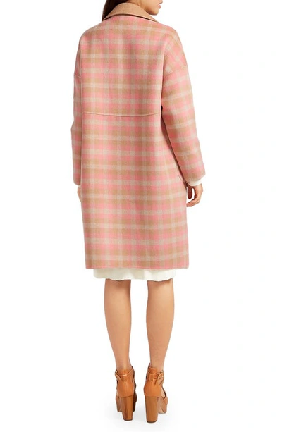 Belle & Bloom Publisher Plaid Double Breasted Wool Blend Coat In Iced Vovo
