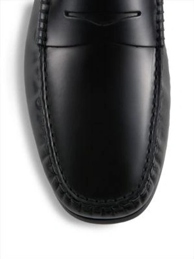 Shop Tod's Leather Gomma Spider Loafers In Black