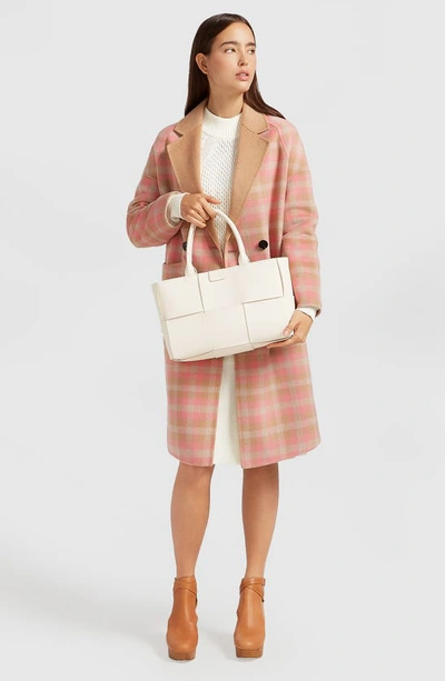 Belle & Bloom Publisher Plaid Double Breasted Wool Blend Coat In Iced Vovo