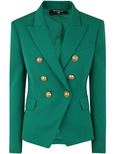 Shop Balmain Six Button Jacket Clothing In Green