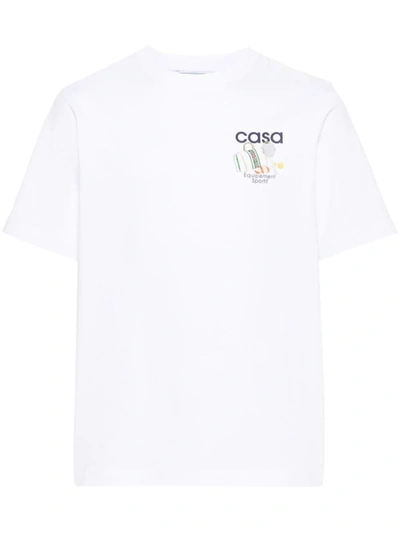 Shop Casablanca Equipment Sportif Printed Unisex T-shirt Clothing In White