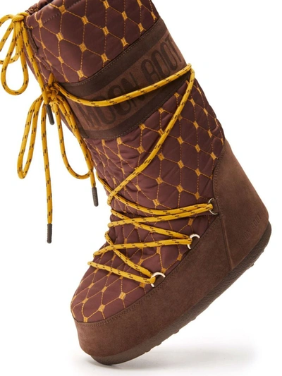 Shop Moon Boot Resort Icon Quilted Snow Boots In Leather Brown