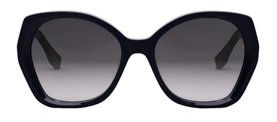 Shop Fendi Lettering Fe 40112 I 90b Butterfly Sunglasses In Grey