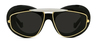 Shop Loewe Double Frame Lw 40120 I 01a Cat Eye Sunglasses In Grey