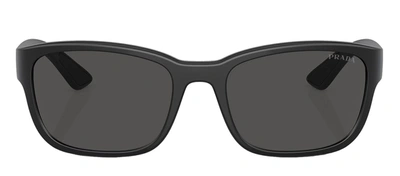 Shop Prada Ps 05vs 1bo5s0 Rectangle Sunglasses In Grey