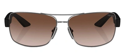Shop Prada Ps 50zs 5av02p Wrap Sunglasses In Brown