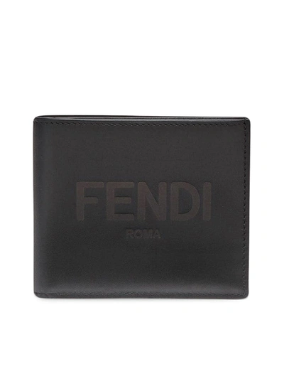 Shop Fendi Embossed Logo Bi-fold Wallet In Black