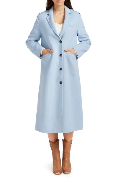 Shop Belle & Bloom Tainted Love Wool Blend Longline Coat In Sky Blue