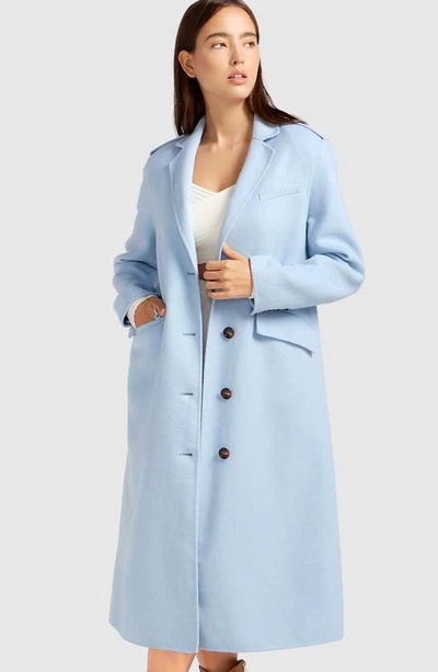 Shop Belle & Bloom Tainted Love Wool Blend Longline Coat In Sky Blue