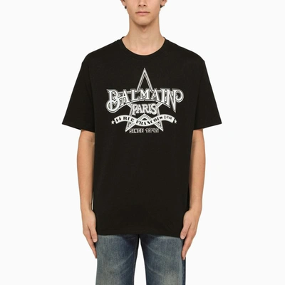 Shop Balmain Crew-neck T-shirt With Logo In Black