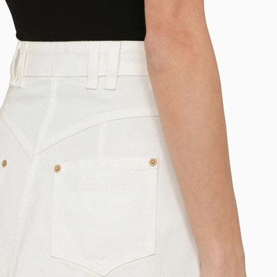 Shop Balmain Denim Miniskirt In White