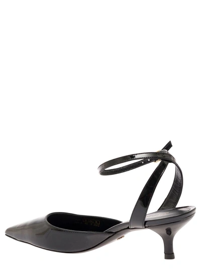 Shop Stuart Weitzman 'barelythere' Black Pumps With Ankle Strap In Patent Leather Woman