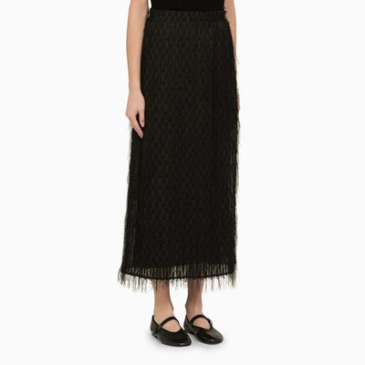 Shop By Malene Birger Long Skirt With Frayed Effect In Black