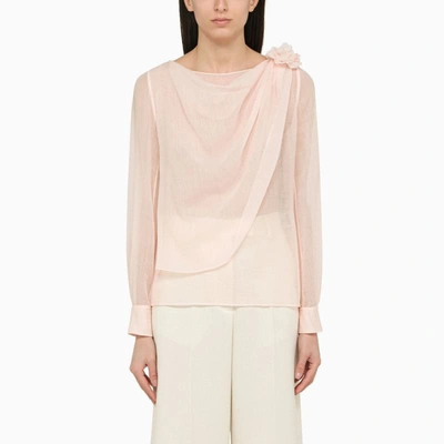Chloé Flower-embellished Wool Blouse In Pink