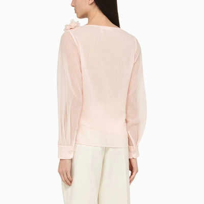Chloé Flower-embellished Wool Blouse In Pink