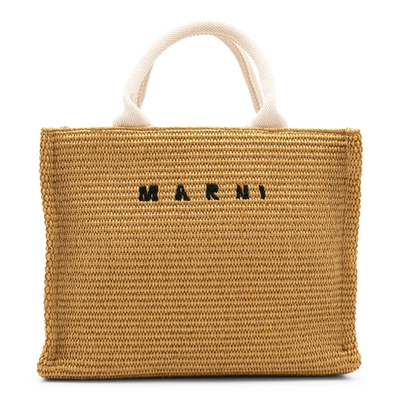 Shop Marni Bags In Raw Sienna/natural