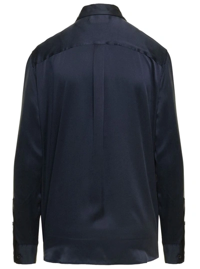 Shop Equipment 'signature' Navy Blue Long Sleeves Shirt In Silk Woman