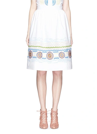 Shop Peter Pilotto 'iris' Kaleidoscope Wave Embroidery Midi Skirt