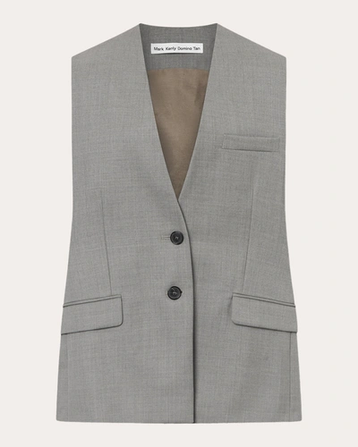 Shop Mark Kenly Domino Tan Women's Jill Belted Twill Vest In Grey