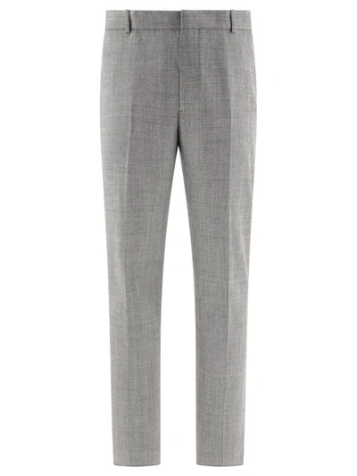 Shop Alexander Mcqueen Wool Tailored Trousers In Grey