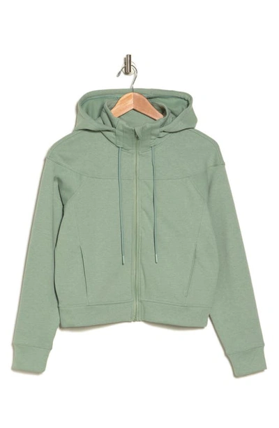 Shop Yogalicious Cloud Plush Cropped Hoodie In Iceberg Green