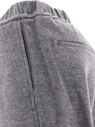 Shop Lanvin Wool Elasticated Trousers In Grey