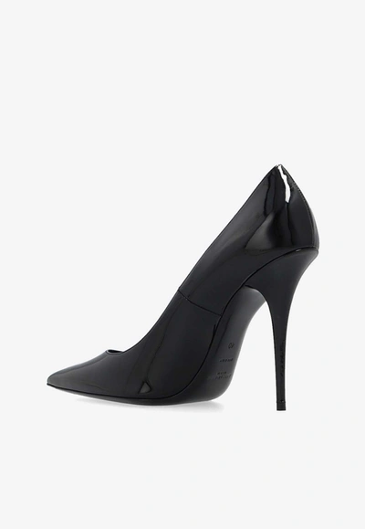 Shop Saint Laurent 110 Patent Leather Pointed Pumps In Black