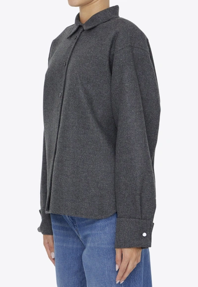 Shop Max Mara Abadan Long-sleeved Wool Shirt In Gray