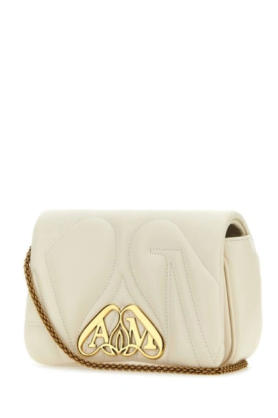 Shop Alexander Mcqueen Woman Ivory Leather Mini Seal Clutch In White