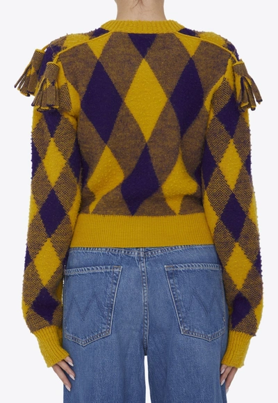Shop Burberry Argyle Crewneck Wool Sweater In Yellow