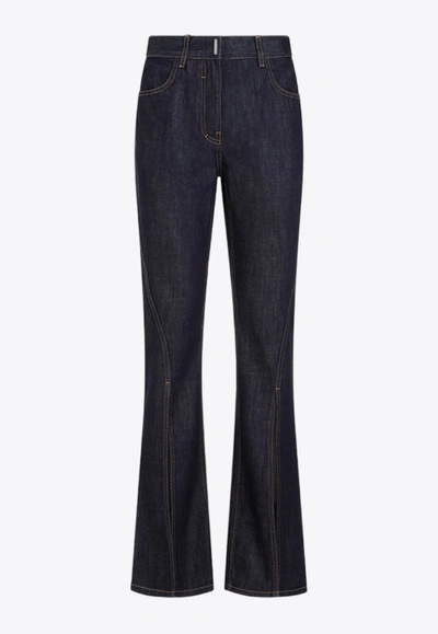 Shop Givenchy Bootcut Jeans With Slits In Blue