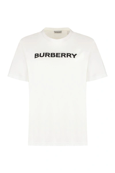 Shop Burberry Logo Cotton T-shirt In White