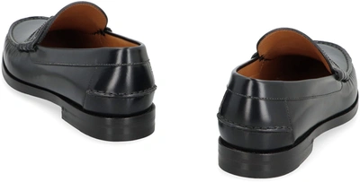 Shop Gucci Logo Detail Leather Loafers In Black