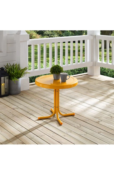 Crosley Radio Griffith Metal Round Side Table In Tangerine Gloss