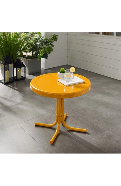 Crosley Radio Griffith Metal Round Side Table In Tangerine Gloss