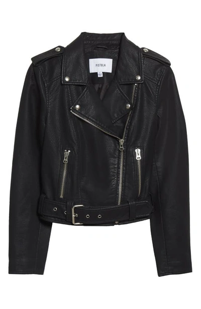Shop Pistola Tracy Faux Leather Moto Jacket In Noir