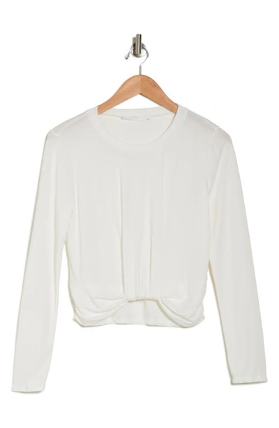Shop Lush Front Twist Long Sleeve T-shirt In Ivory