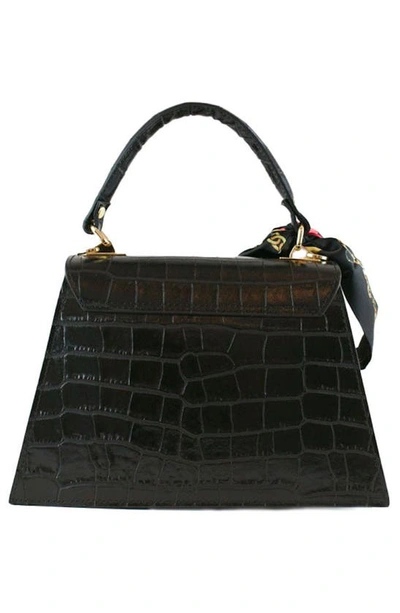 Shop Persaman New York Croc Embossed Satchel Bag In Black