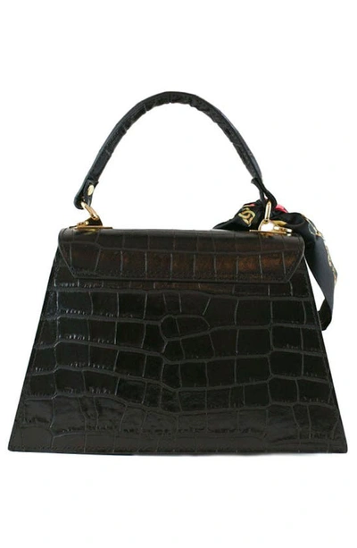 Persaman New York Croc Embossed Satchel Bag In Black