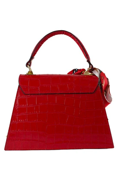 Shop Persaman New York Croc Embossed Satchel Bag In Red
