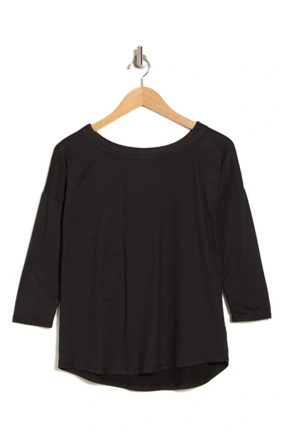 Shop Bobeau Boat Neck Long Sleeve Top In Black