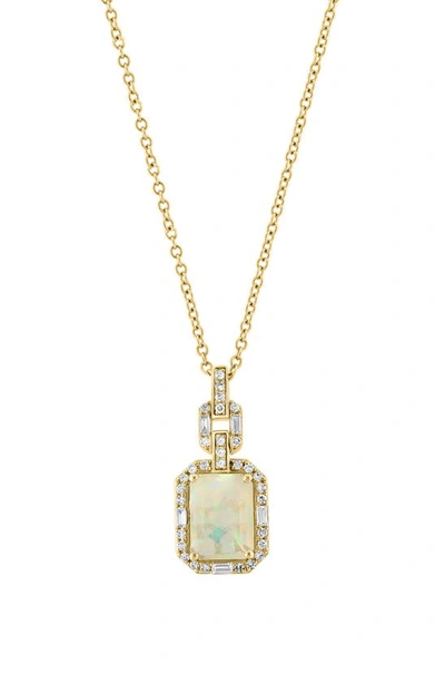 Shop Effy Baguette Cut Ethiopian Opal & Diamond Pendant Necklace In Yellow