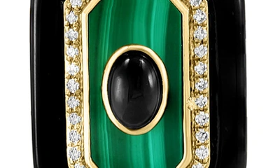 Shop Effy Onyx Malachite & Diamond Pendant Necklace In Yellow Gold/ Black/ Green